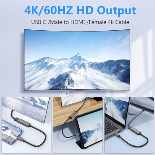 Image of Tobfit USB C to HDMI Adapter 4K@30Hz, Type C to HDMI Converter Thunderbolt 3 /4, for iPhone 15 16 Pro /Max,MacBook Pro /Air Laptop, Samsung Galaxy, Surface Go, XPS, iPad, Huawei, Honor (4K@30Hz)