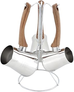 4 Piece Steel Coffee Pot Set with Serenk Definition Stand