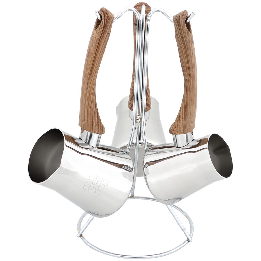 Set cafetière turque SERENK en acier inoxydable durable avec son support de rangement