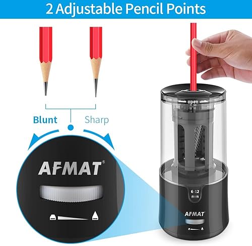 Miniatura 4 de AFMAT Sacapuntas de punta larga + sacapuntas manos libres totalmente automático para lápices de colores (PSA6+PSA8)