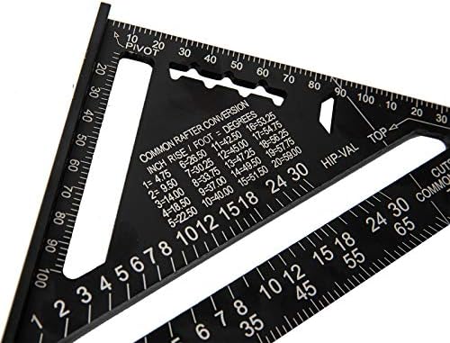 Beslands Rafter Square Metric 7 inch, Aluminum Carpenters Roofing Square, Metric Woodwork Square,Triangle Ruler Protractor