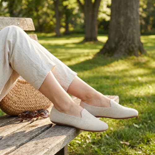Image of Puxowe Women's Ballet Flats Breathable Knit Slip On Comfortable Round Toe Walking Shoes with Arch Support Insole for Work