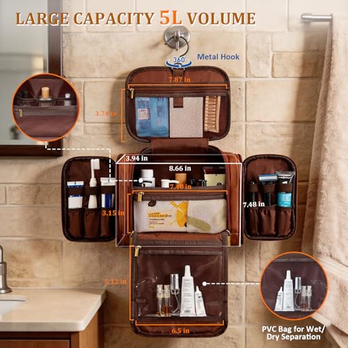Aganmi Personalized Hanging Leather Toiletry Bag