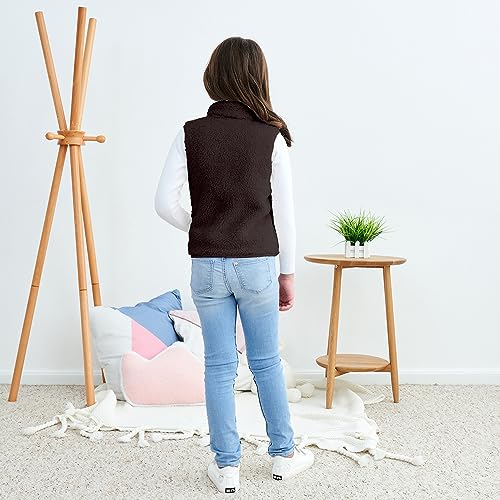 Image of JESKIDS Girls' Boys Sherpa Fleece Vest Outwear Lightweight Solid Color Cute Jacket with Pockets 2-11 Years