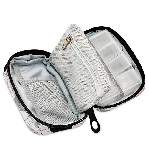 Image of Cute Pigs 7 Day Pill Organizer Travel Pill Case Portable Weekly Pill Box Bag Container Vitamin Supplement Holder with Zipper for Family Business
