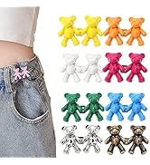 Bear Buttons for Jeans - 2023 Bear Jean Buttons Pins, Cute Bear Adjustable Waist Tighten Waist Bu...