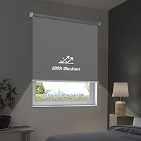 Vista 2 de LUCKUP Persianas enrollables opacas sin cordones para ventanas, oscurecimiento de la habitación, persianas enrollables, impermeables