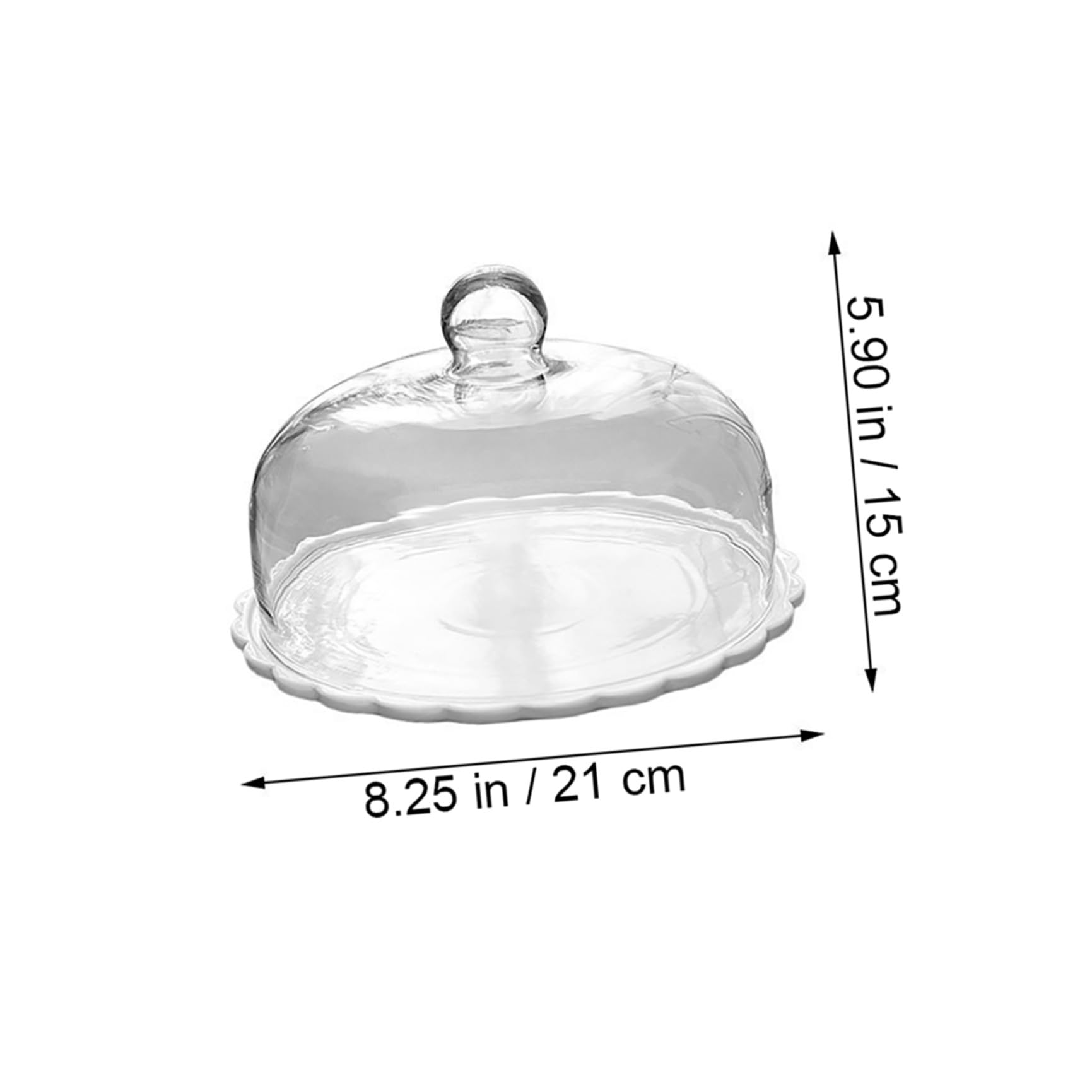 STAHAD Plato de Cristal para Pasteles con Tapa de Vidrio Transparente, Base de cerámica, 9.25 Pulgadas, 1 Set, para Cocina y Eventos