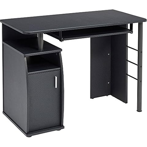 Graphite Black Computer Desk with Storage Cover