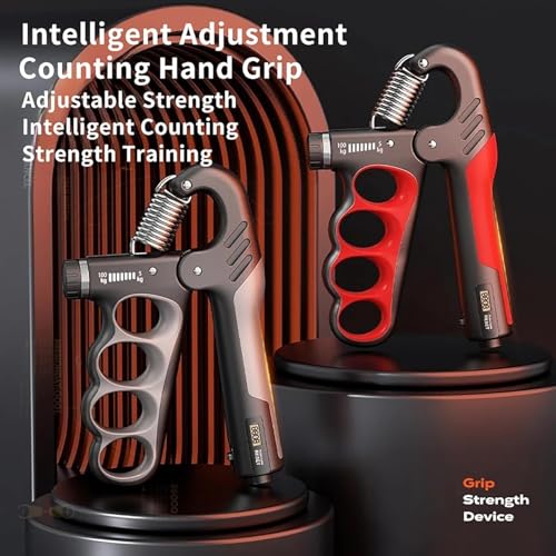 Image of inchLeosportz Hand Grip Strength Trainer (100 kgs) - Forearm Strength Trainer Adjustable Gripper | New Improved Design for Heavy Strength Training (Black, 100 kg) inch