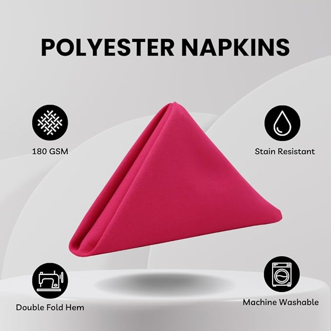 Servilletas de Tela Poliéster 50.8 x 50.8 cm Pack de 10 Fuchsia miniatura 3