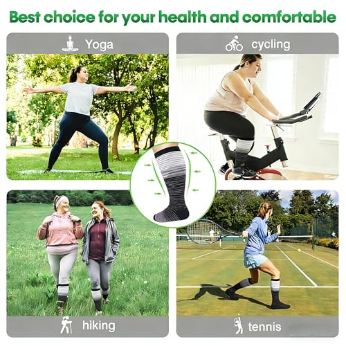 Image of Compression Socks for Women &Men Wide Calf, Plus Size 15-20 mmhg,Knee High,compression stockings