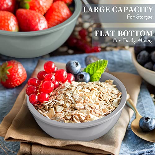 Mixing Bowls With Airtight Lids, Umite Chef 18 Piece Plastic Nesting Bowls Set Includes Measuring Cups, Microwave Safe Mixing Bowl Set Great For Mixing, Baking, Serving, Dishwasher (Gray Ombre) #TOP3