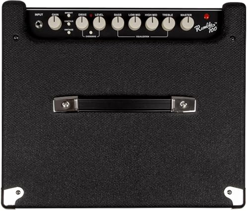 Image of Fender Rumble 100 V3 Bass Amp for Bass Guitar, 100 Watts, with 2-Year Warranty 12 Inch Eminence Speaker, Overdrive Circuit, Tone Voicing, Effects Loop and Direct XLR Output | 100W Class-D Combo, 12 Eminence Special Design Speaker, Footswitchable Overdrive, 3-Voicing Switches, Effects Loop, Xlr Di