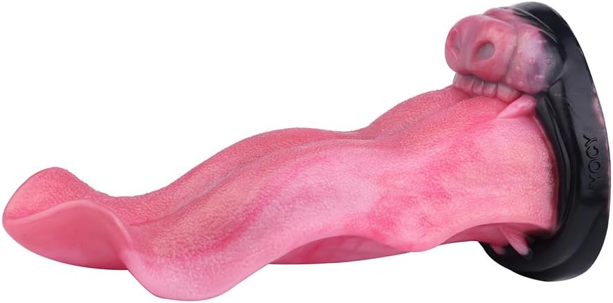 Colorful Liquid Silicone Made Dragon Monster Dildo Alien Style, Fantasy Tongue Shape Anal Plug, Adult Sex Toy Game Tool Stimulated for Couple (L)