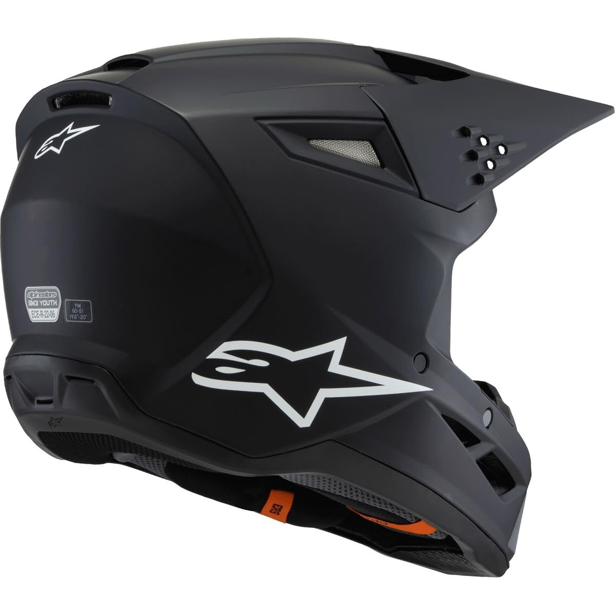 Alpinestars SM3 Solid Casco da motocross giovanile, nero opaco, Y/M (50/51)