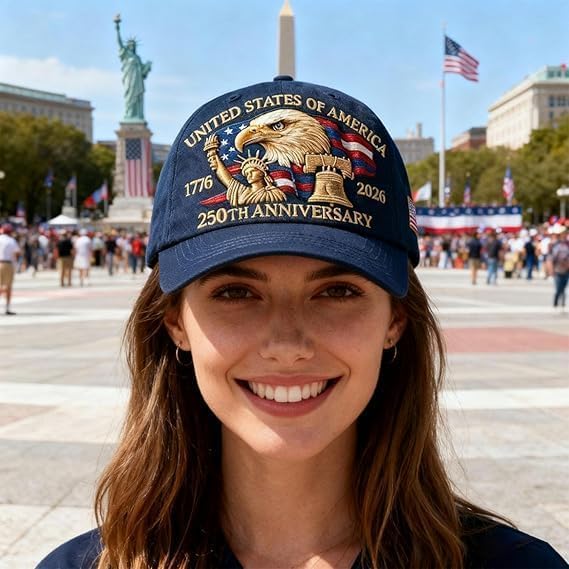 Eagle & Liberty,United States 250th Anniversary Hat,250th Anniversary USA Hat,Bald Eagle Embroidery Patriotic Baseball Cap - Image 4
