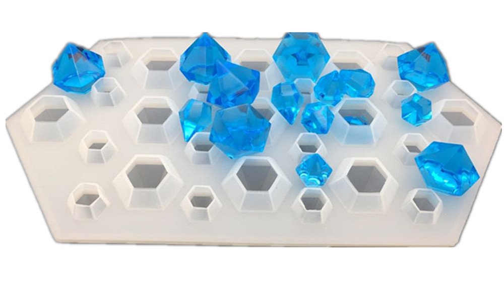 Diamond Resin Molds by Garloy,27 Cavity Diamond Silicone Molds for Epoxy Resin.The 3D Epoxy Resin Mold Supplies is Very Suitable for DIY Jewelry Resin Casting