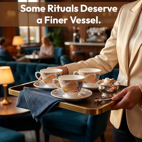 Image of UPC Premium Bone China Cup & Saucer Set (6 Pieces) | Elegant Solid Color Tea Coffee Cups | Lightweight, Durable & Glossy Finish | Ideal for Home, Office & Gifting