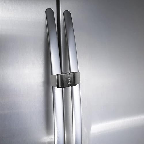 Miniatura 7 de Fresheracc Pestillo de bloqueo para gabinete de refrigerador, congelador, refrigerador, (2 paquetes), protector de puerta francés ajustable para