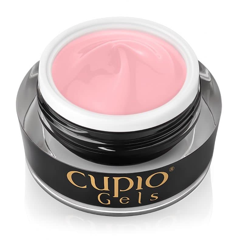 Cupio No File UV Gel Make-Up Fiber Milky Pink 30 ml – Gel costruttore rinforzato con fibra di vetro – Senza HEMA, resistente e flessibile – Gel make-up per allungamento unghie senza limatura