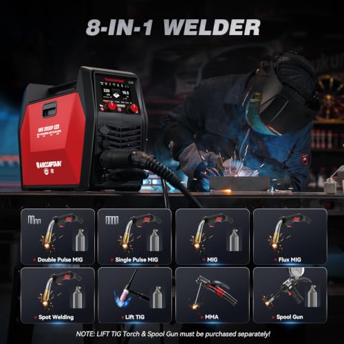 Image of ARCCAPTAIN MIG205DP Pro Dual Pulse MIG Welder 205A 8-in-1 Aluminum Welding