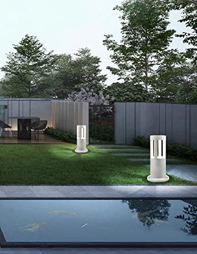 Partenopea® Lampione a led lampioncino lampada illuminazione da esterno 15w 1600lm palo da giardino prato pavimento per sentieri vialetti moderno (Bianco 30 cm, Luce Fredda 6500K)