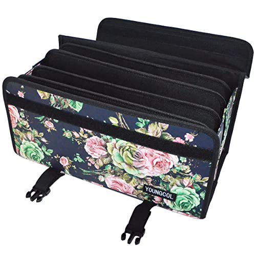 Art Markers & Pens Case, 120/168 Slots, Carrying Travel Organizer With Zipper Pocket And Handle, Removable And Adjustable Strap, Art Supplies For Storage And Organization (168Slots Flower) #TOP1