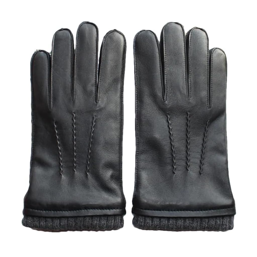 Guantes de cuero con pantalla táctil e interior de lana térmica para hombre moderno