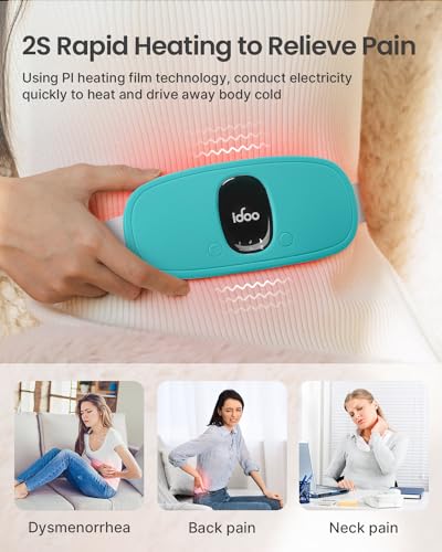 Image of iDOO Heating Pad for Period Cramps, FSA Eligible Items Only List, Portable Cordless Heating Pad, Electric Waist Belt Device, Gifts for Girlfriend Mom Wife Women (Blue)