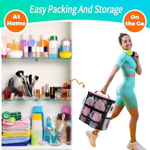 Dorm Room Essentials for Girls, Mesh Shower Caddy Hanging, Large Capacity Toiletry Bag for Women, Quick Dry Shower Bag for Camping, Cruise, Travel Essentials, Christmas Birthday Gifts for Women Girls — view 5