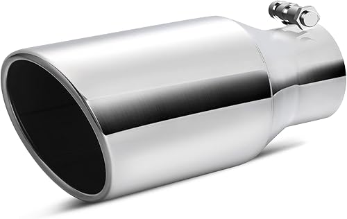 YITAMOTOR Punta de escape de 2.5 pulgadas, entrada de 4 pulgadas, salida de 4 pulgadas, longitud total, puntas de escape diésel profesional, punta