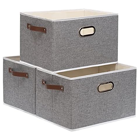 Yawinhe 3 PCS Cajas de almacenaje sin tapa, Gris Cover