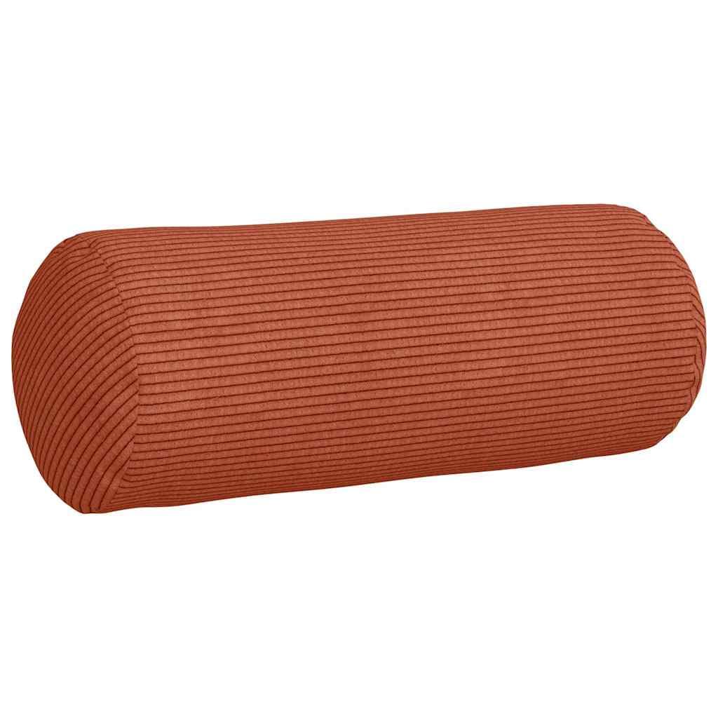 Coppia Cuscini a Rullo in Velluto a Coste Rosso Arancio 15x40 cm | Cuscini cilindrici decorativi sfoderabili per soggiorno, camera da letto e ufficio, imbottitura morbida.