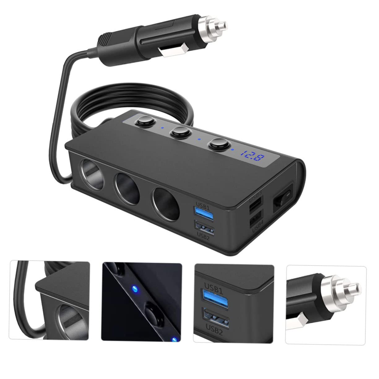 Cargador de Coche con USB y Adaptador de Mechero Compatible con Múltiples Dispositivos USB y Accesorios de Coche
