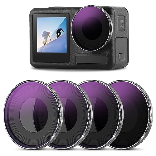 Image of NEEWER ND /PL Filter Set Compatible with DJI Osmo Action 4 /Action 5 Pro (4 Pack), Screw OnND8 /PL+ND16 /PL+ND32 /PL+ND64 /PL Filter Kit Action Camera Accessories Multicoated HD Optical Glass , FL-A14