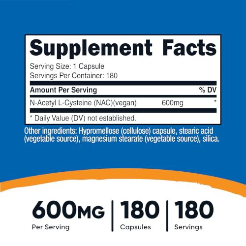 Nutricost N-Acetyl L-Cysteine (NAC) 600mg, 180 Capsules