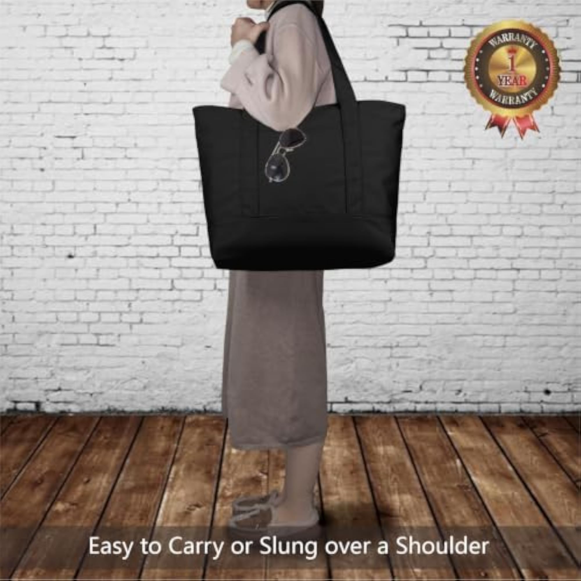 3-Pack Stylish Canvas Tote Bag with External Pocket, Daily Essentials