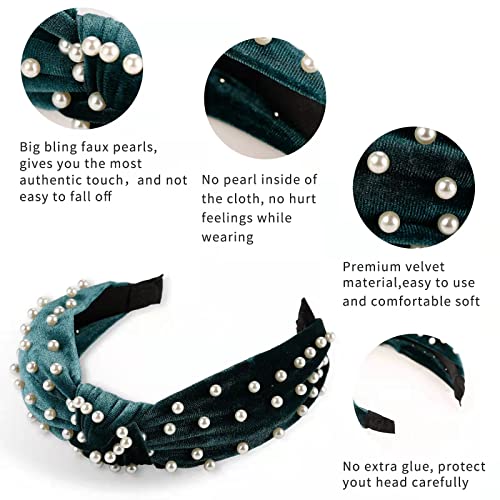 LOVNFC Womens Headbands, 6Pcs Knotted Head Bands No Slip Fashion for Girls Wide Top Knot Turban Velvet Hair Hoops - Thumbnail 3
