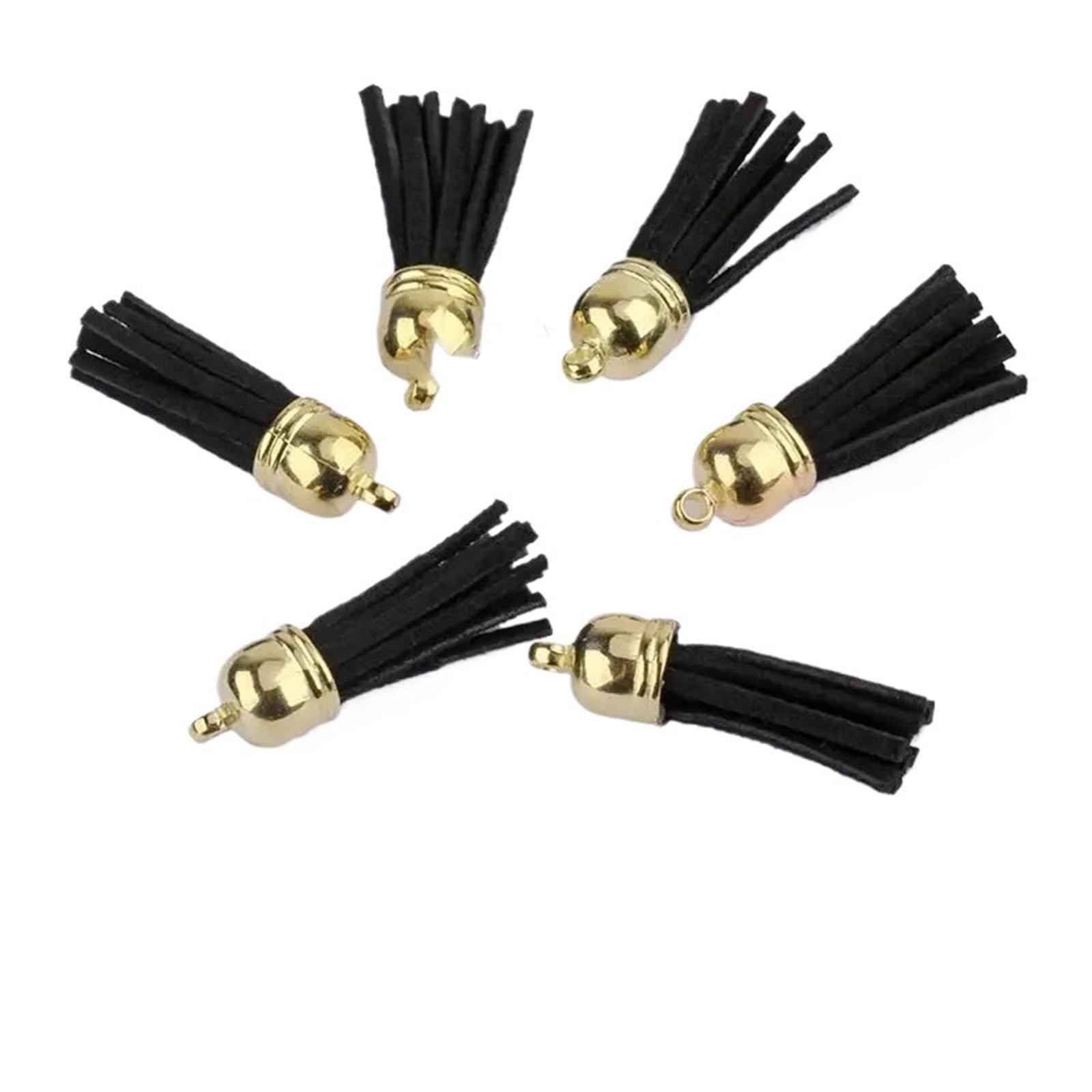 Mini Tassels 50Pcs Keychain Tassels Bulk Leather Tassels for Jewelry Making Colored Suede Tassel Pendant Keychain Accessory Craft Making for Crafts(Black)