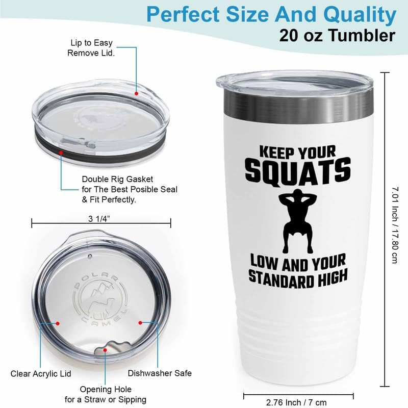 Gym Squat White Tumbler 20oz - your standard high - Squat Bar Weights Funny Workout Pullup Rack Squat Tack Fitness