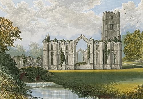Impression sur toile Abbaye de Fountains affiche d'art salon 60x90 cm