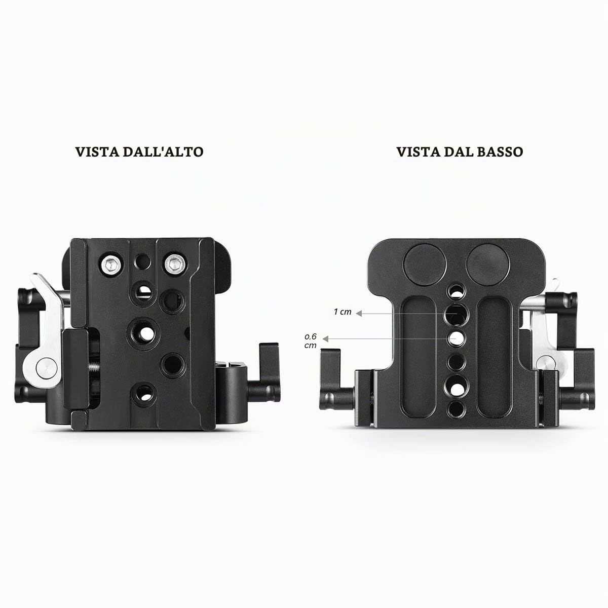 SMALLRIG Piastra di Base, Piastra di Montaggio per Treppiedi per Telecamera Regolabile in Altezza per Asta 15mm LWS Universale - 2092B