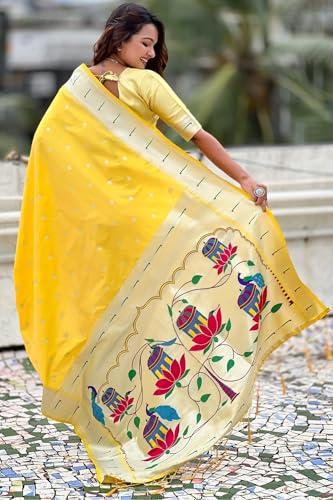 Image of SGF11 Women's Paithani Soft Lichi Silk Kanjivaram Sarees With Blouse Piece