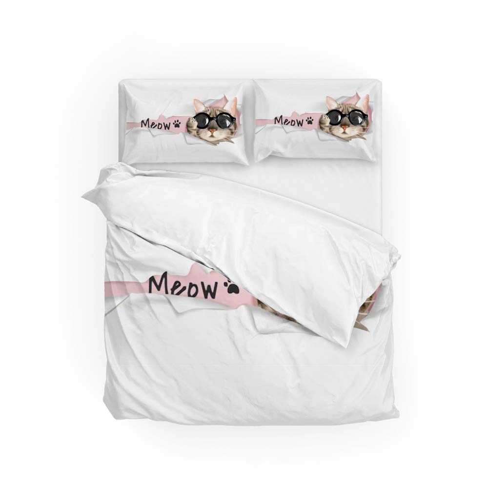 Parure de lit motif chat premium pour des nuits douces en microfibre