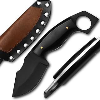Custom Handmade High Carbon Steel Knife - Hunting Knife - 7.5 inches-Handmade Custom knife - knife for Men – Camping Knife - Hunting Fishing Indoor & Outdoors Activities, Black, HA666 - HA Handmade Knives
