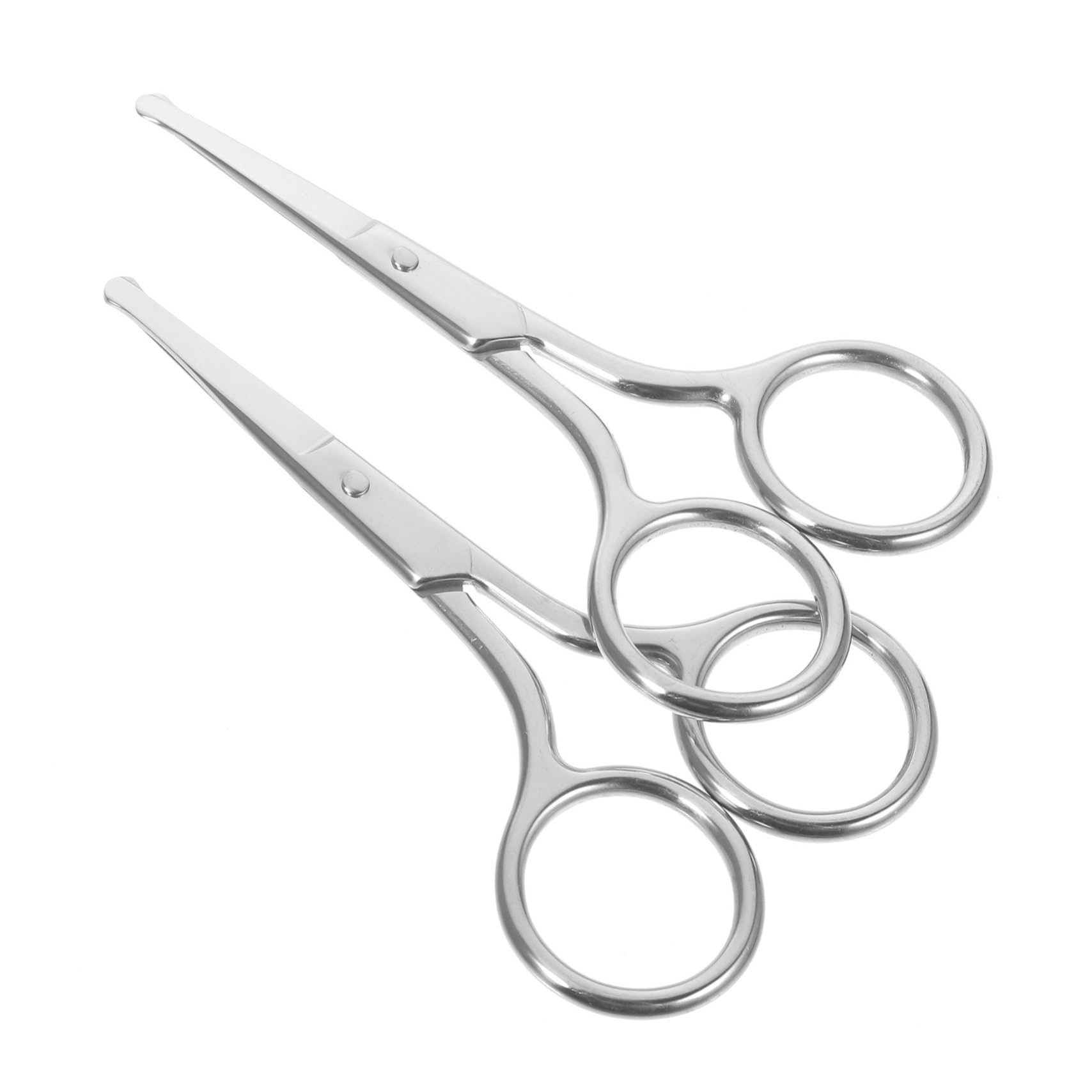 BIUDECO Facial Hair Scissors Set 2pcs Stainless Steel Eyebrow Scissors Rounded Tip Small Trimming Tools