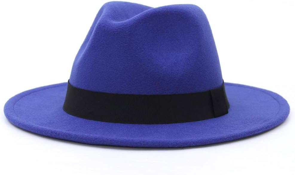 Chapeau Fedora Homme Femme Unisexe - Feutre Panama Large Bord - Classique Jazz Hiver Chaud - Tour De Tête 59-60 Cm (Blanc)