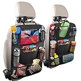 ✅【UNIVERSAL DISEÑO Y PROTECCIÓN】Dimensión: 60cm x 41cm, es lo suficientemente grande como para cubrir la parte trasera de los asientos delanteros muy bien, nuestras correas ajustables más largas garantizar un ajuste cómodo para la mayoría de los sedanes , camiones, SUVs, e incluso minivans