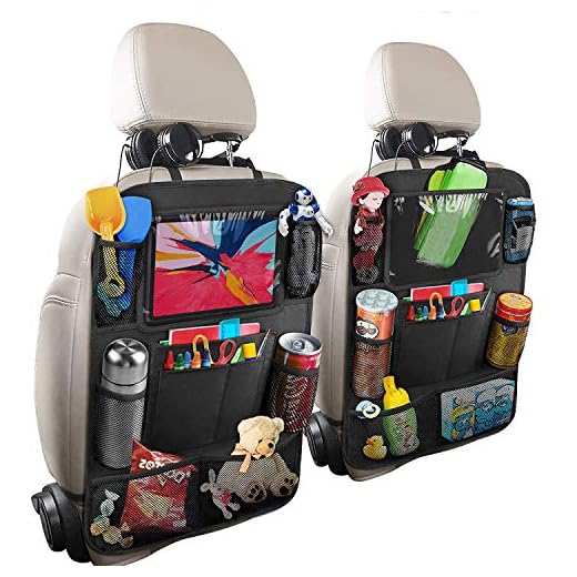 Hossom Organizadores para Coche, 2 pcs Kick Mats de Coche, Universal Multi-Bolsillos Organizanizador para ipad Impermeable Fácil de limpiar